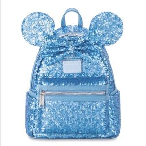 Loungefly Minnie Mouse Blue Hydrangea Colour Story Sequin Mini Backpack